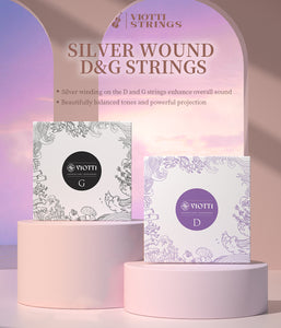 Viotti Violin Strings 4/4 Full Set | Medium Tension Synthetic-Core Strings with Gold E String for Brilliance, Power & Projection, Silver Wound D & G Strings, and Aluminum Wound A String