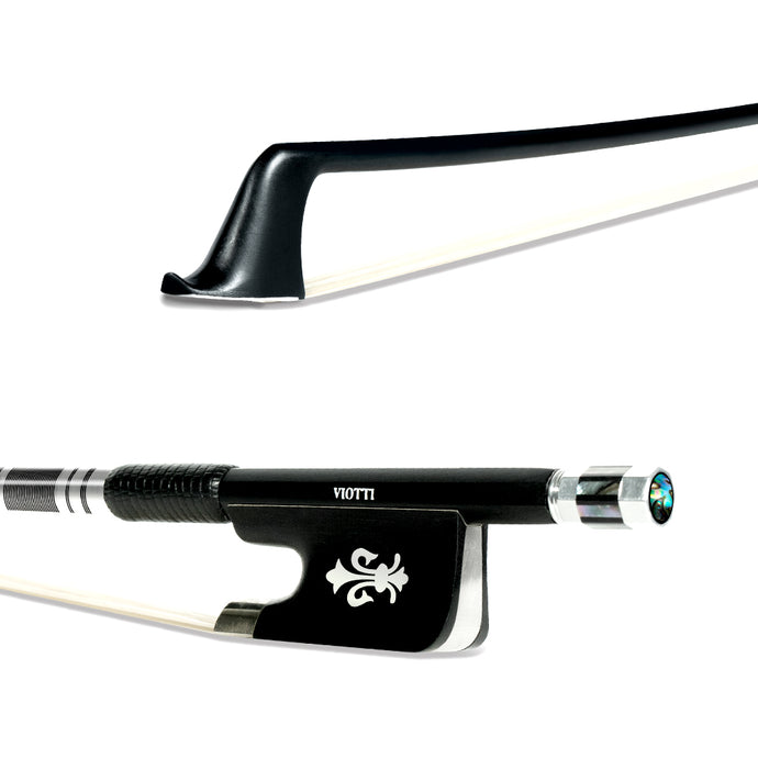 Viotti Carbon Fiber Cello Bow, Hand Crafted by Professional Bow Makers, Strong, Stiff & Well Balanced, Made with Mongolian Horse Hair, For Cellist of All Skill Levels(Fleur de lis))