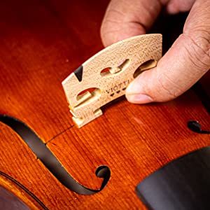 Viotti Violin Bridge 4/4: Finer Grade Solid Maple Violin Bridge, Pre-Cut & Pre-Fitted to Fit Most 4/4 Violins, Crafted by Highly Skilled Experts for Sharper Sound, Volume, Beauty & Clarity