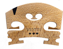 Load image into Gallery viewer, Viotti Violin Bridge 4/4: Finer Grade Solid Maple Violin Bridge, Pre-Cut &amp; Pre-Fitted to Fit Most 4/4 Violins, Crafted by Highly Skilled Experts for Sharper Sound, Volume, Beauty &amp; Clarity